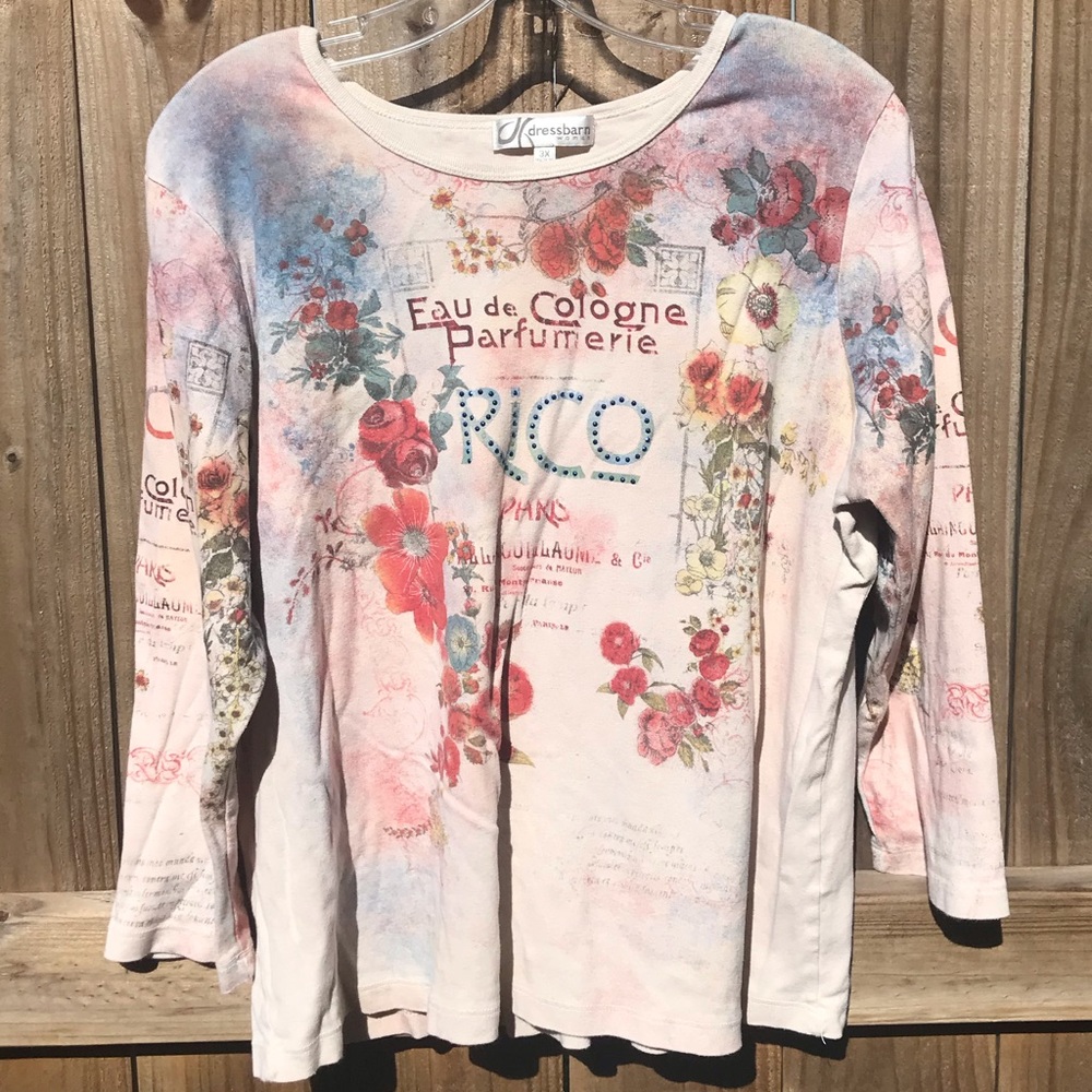 Dress barn women’s 3X feminine embellished perfumery Rico top